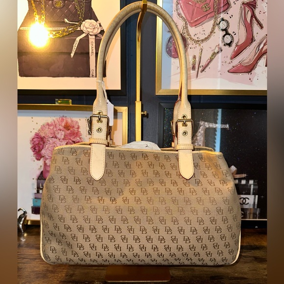 Dooney & Bourke Beige Monogram Satchel - Picture 1 of 6